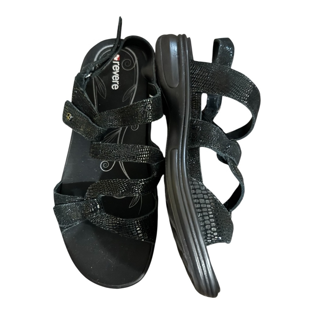 Revere Emerald Black Lizard Slingback Sandals EU 42 US 11 Wide Comfort - Picture 3 of 4